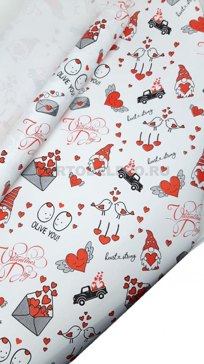 Бумага упаковочная Валентинки 0,55*10м